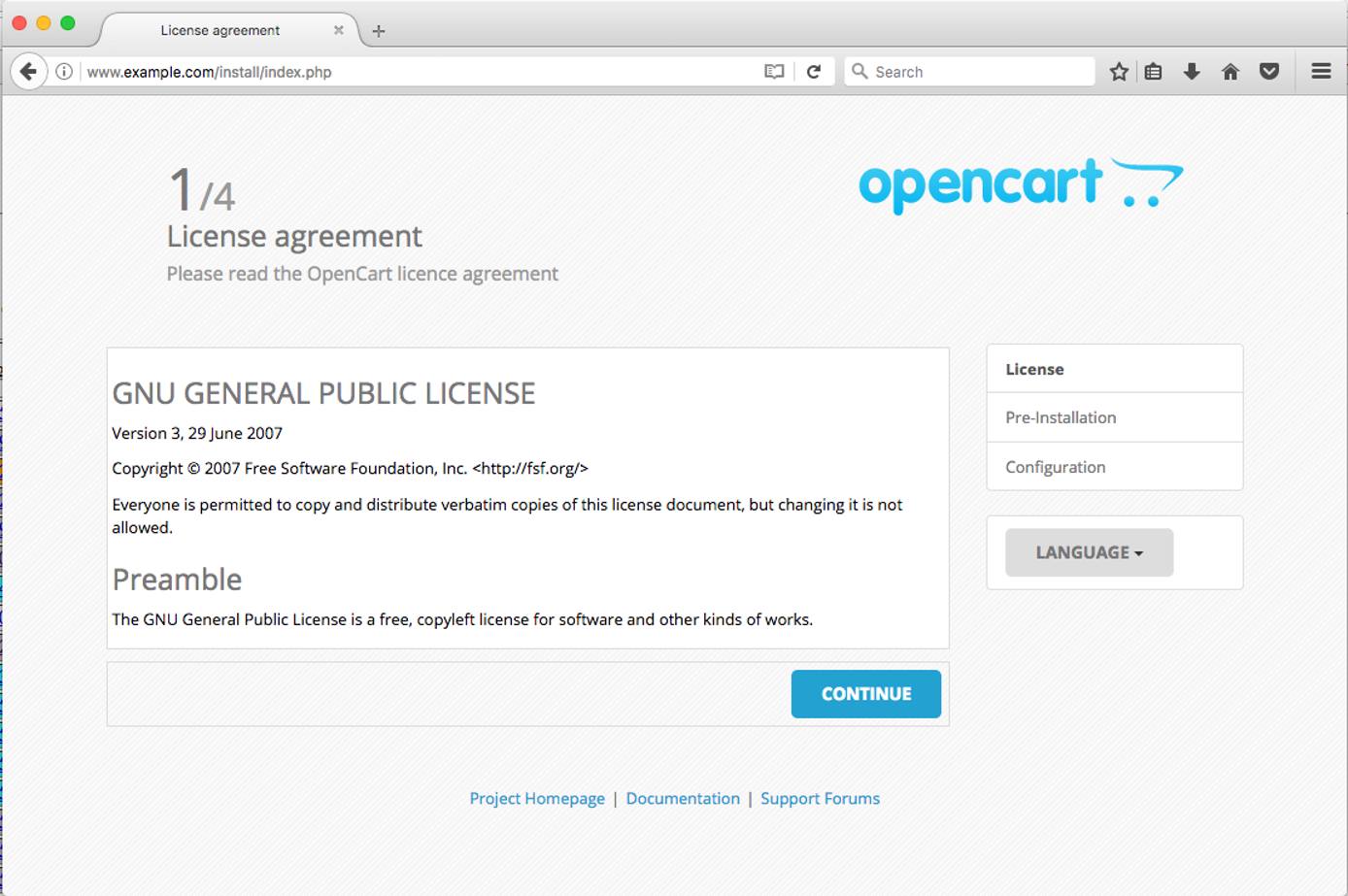 OpenCart Installer Page 1. OpenCart Installer Page 1.