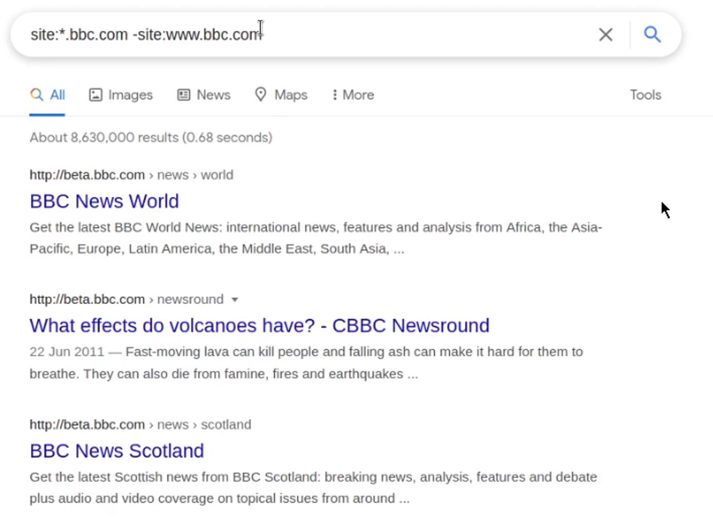 Google Dork screenshot