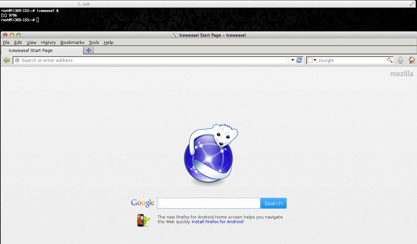 Iceweasel, running on a Linode Iceweasel, running on a Linode